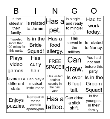 FIND SOMEONE WHO... Bingo Card