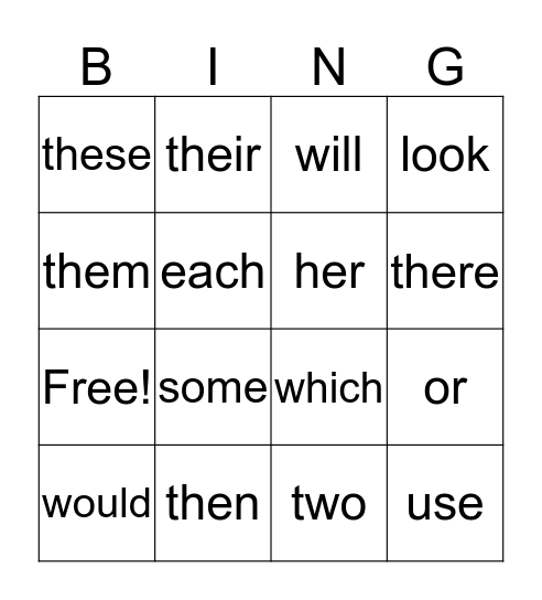 Reading Bingo Card