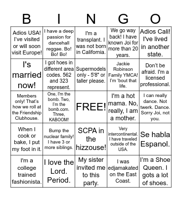 Dinner Party Ice Breaker Bingo Card