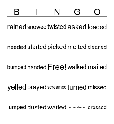 Three sounds of "ed" Bingo Card