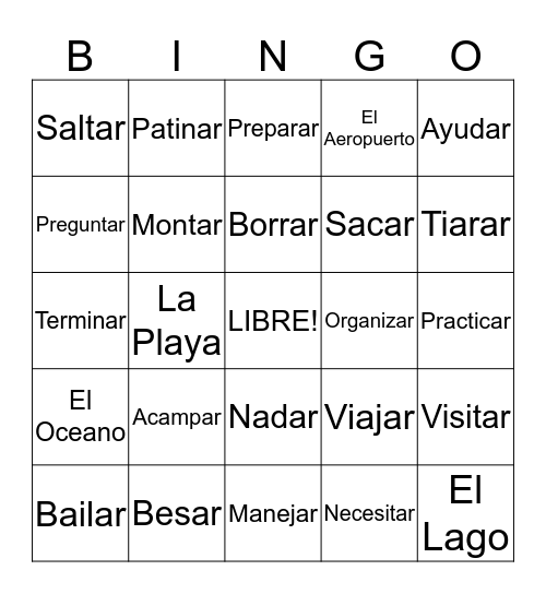 Spanish Bingo Card