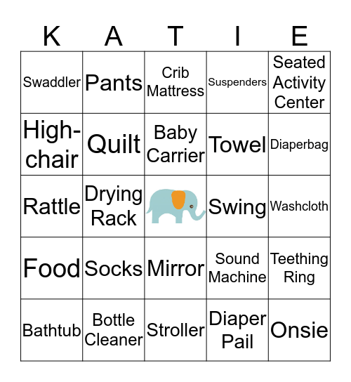 Guess the Gifts for: Bingo Card