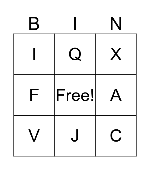 Chicka Chicka Boom Boom Bingo Card