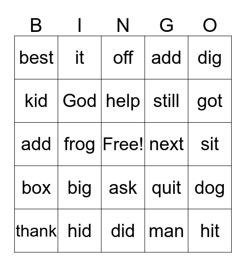 Rife Spelling Practice Unit 4 Bingo Card