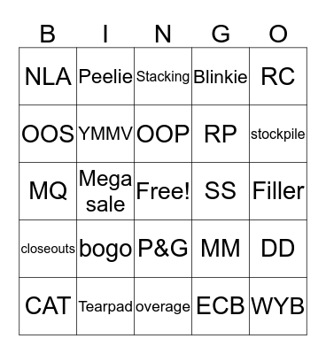 Coupon Language Bingo Card
