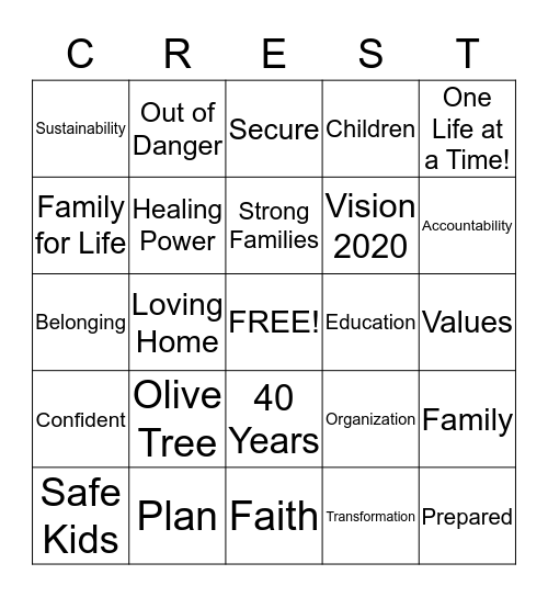 OLIVE Bingo Card