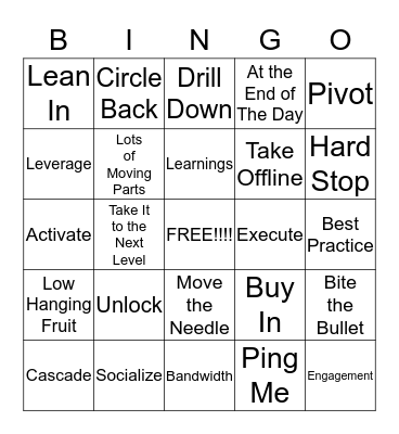 Buzzword Bingo Card