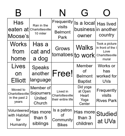 BCNA Bingo Card Bingo Card