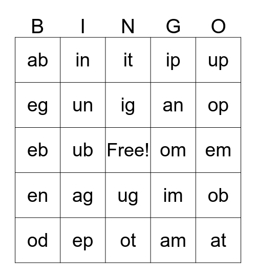 Rime Magic Bingo 1a Bingo Card