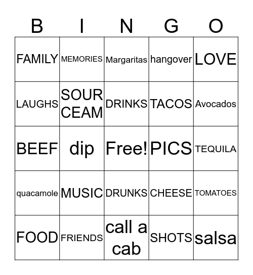Back Yard Fun Bingo Card