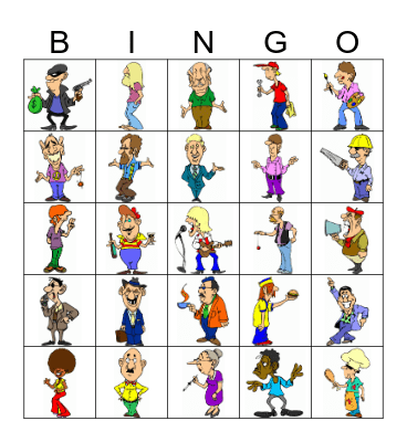 Cartoon People Bingo 1 Bingo Card
