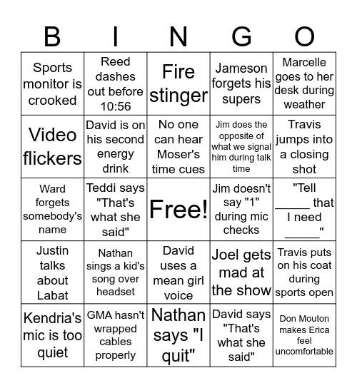 KATC Bingo! Bingo Card
