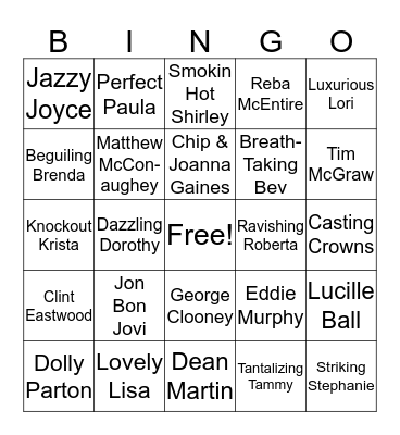 An Evening at the Tammy's  Bingo Card