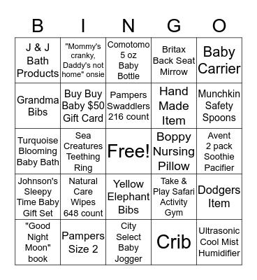 Baby Bingo Card