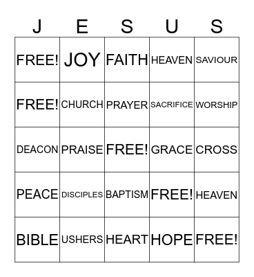 Greater Love-Bible Bingo Card