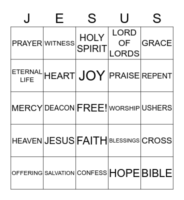 Greater Love-Bible Bingo Card