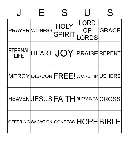 Greater Love-Bible Bingo Card