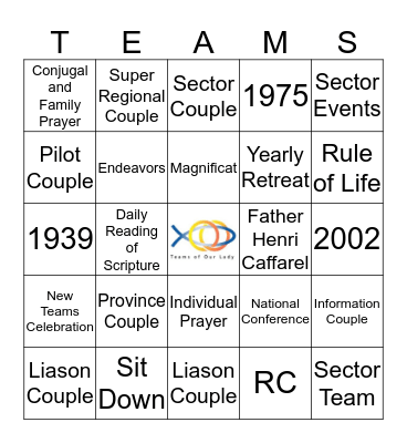 TEAMS Bingo Card
