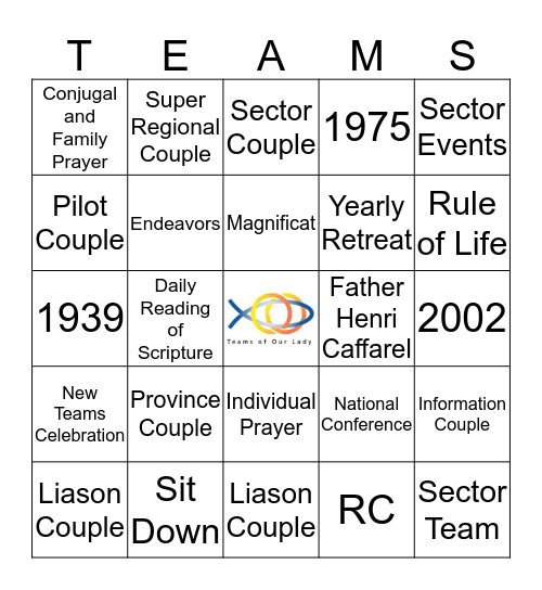 TEAMS Bingo Card