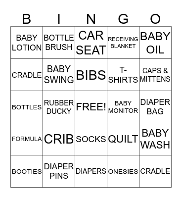 BABY SHOWER BINGO Card