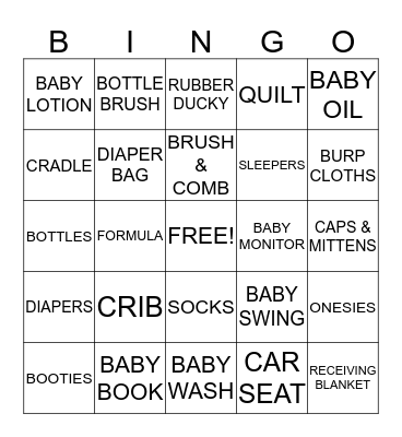 BABY SHOWER BINGO Card