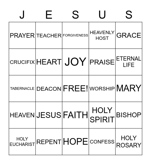 Greater Love-Bible Bingo Card