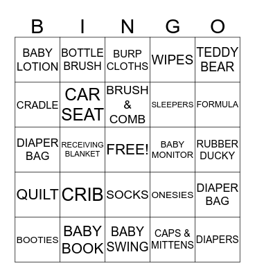 BABY SHOWER BINGO Card