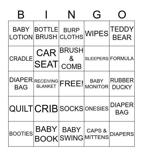 BABY SHOWER BINGO Card