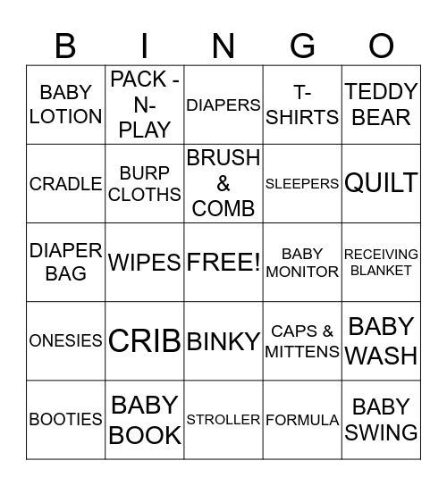 BABY SHOWER BINGO Card
