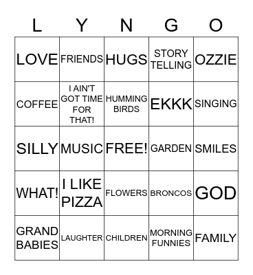 LYNGO Bingo Card