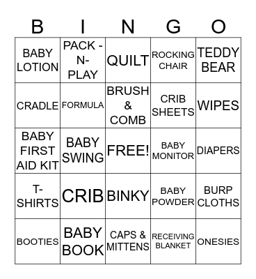 BABY SHOWER BINGO Card