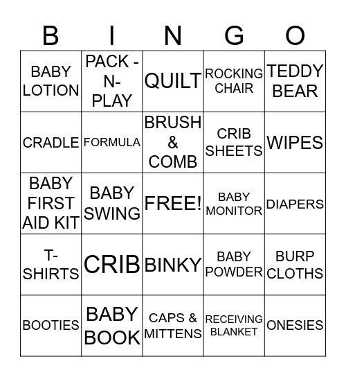 BABY SHOWER BINGO Card