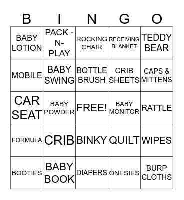 BABY SHOWER BINGO Card