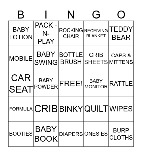 BABY SHOWER BINGO Card