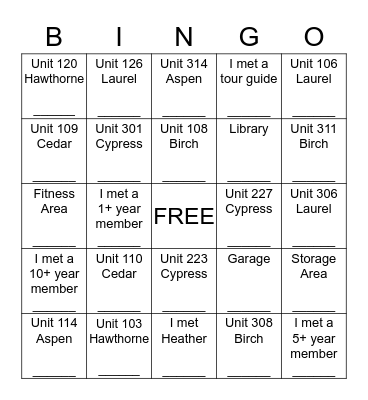 Gramercy Park Open House Bingo Card