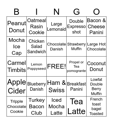 Tim Horton Bingo win a prize Bingo Card