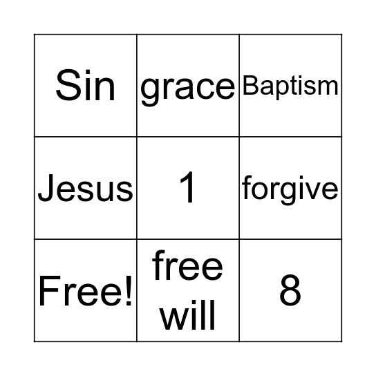 Jesus Bingo Card