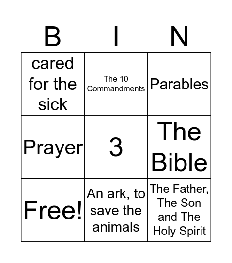 God Bingo Card