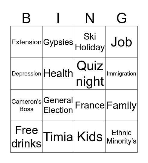 Ian Bingo Card