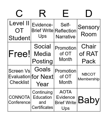 CRED-INGO Bingo Card