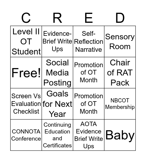 CRED-INGO Bingo Card
