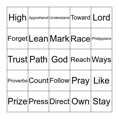 Trusting God to Stay on Track Bingo Card