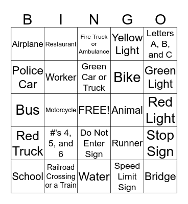 BUS BINGO Card