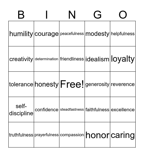 Ridvan Bingo Card