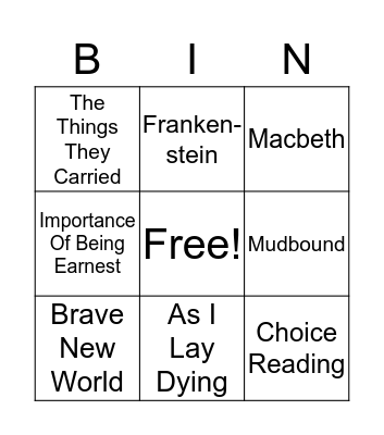 AP Lit Bingo Card