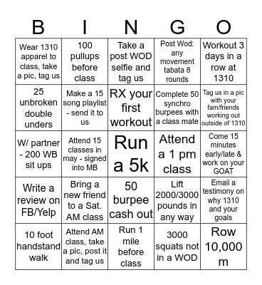 CROSSFIT 1310 BINGO Card