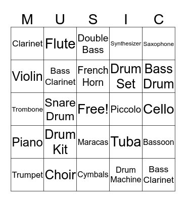 Music Bingo! Bingo Card