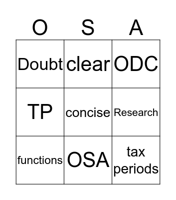 Oral Statement Authority Bingo Card
