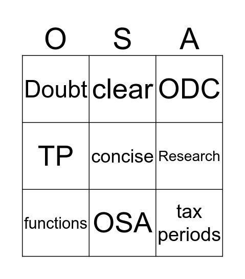 Oral Statement Authority Bingo Card