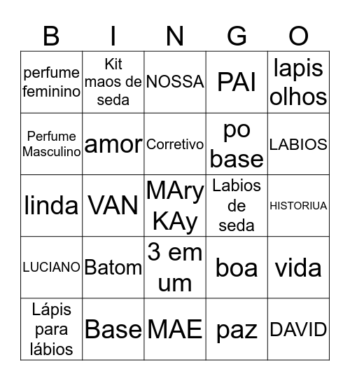 Mary Kay Bingo Card